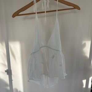 Tiger Mist White Halter Baby Doll Top Size L